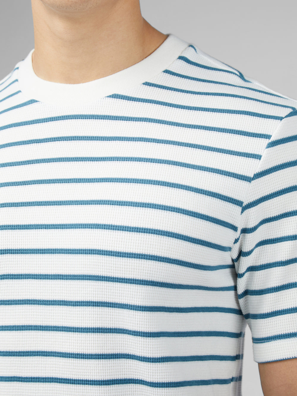 White Ben Sherman Signature Waffle Stripe T-Shirt | 4723CSERP