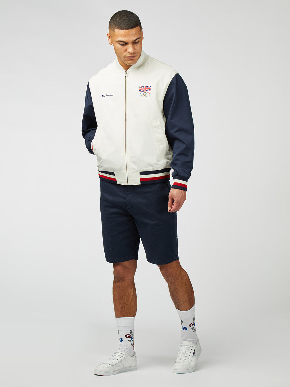 White Ben Sherman Team GB Commercial Bomber Jackets | 0586KUFPR