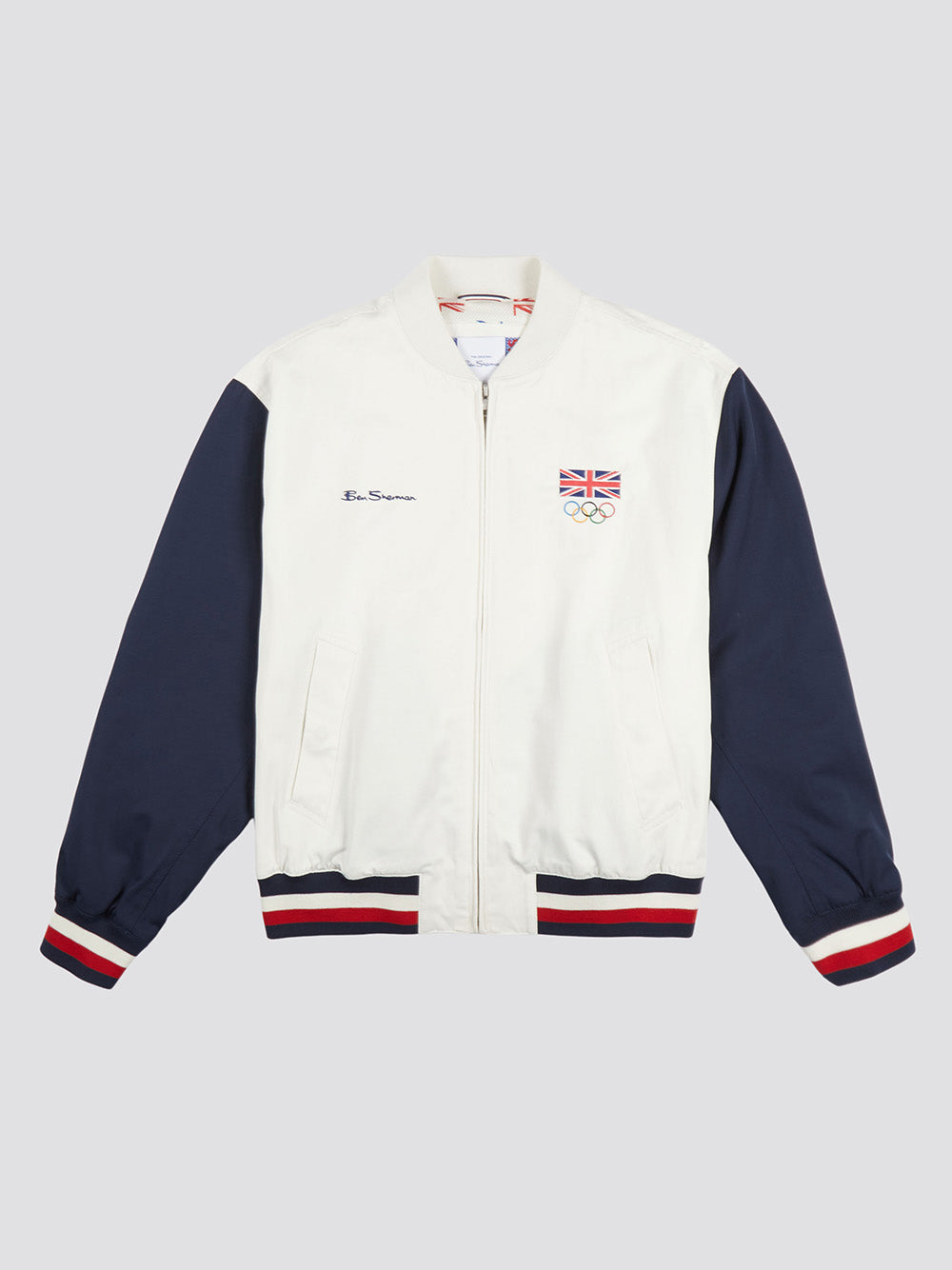 White Ben Sherman Team GB Commercial Bomber Jackets | 0586KUFPR