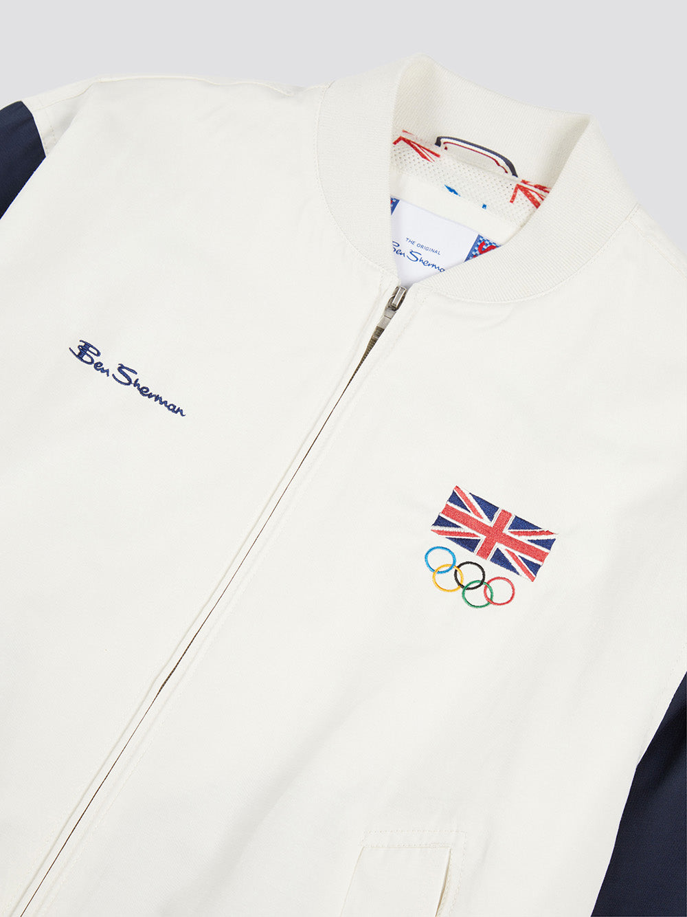 White Ben Sherman Team GB Commercial Bomber Jackets | 0586KUFPR