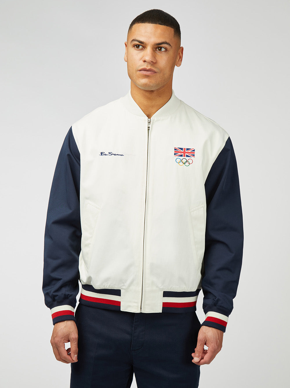 White Ben Sherman Team GB Commercial Bomber Jackets | 0586KUFPR