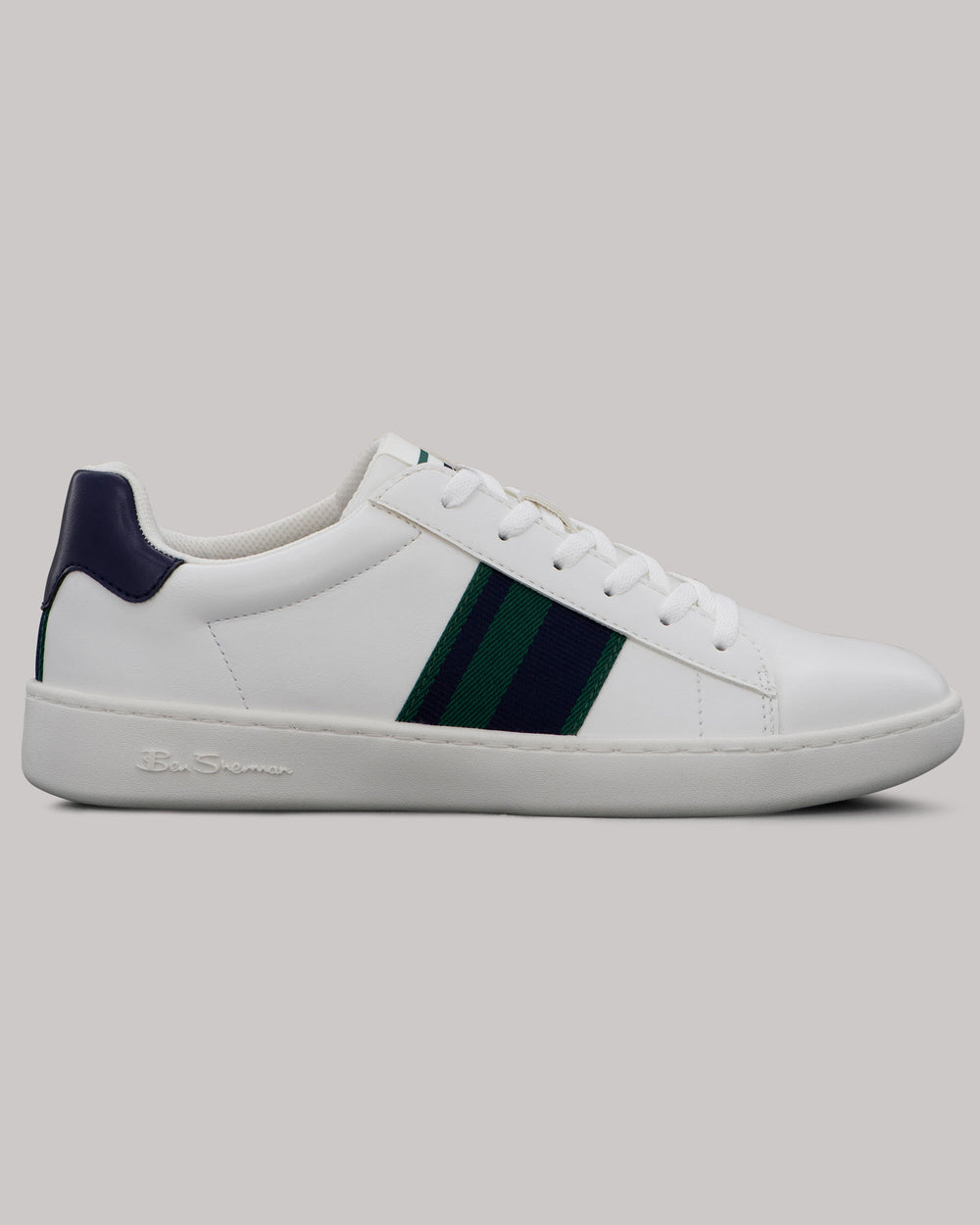 White / Navy / Green Ben Sherman Hampton Stripe Sneakers | 8902DTXNH