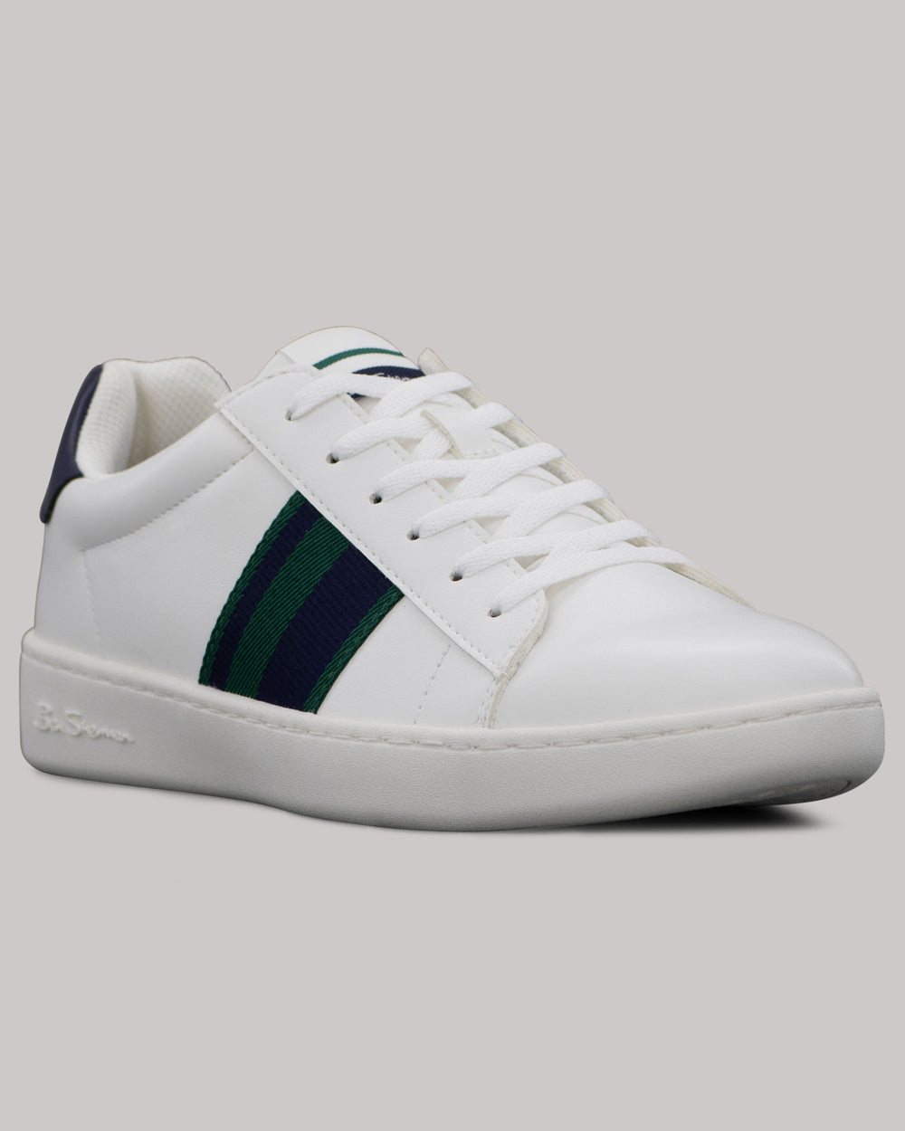 White / Navy / Green Ben Sherman Hampton Stripe Sneakers | 8902DTXNH