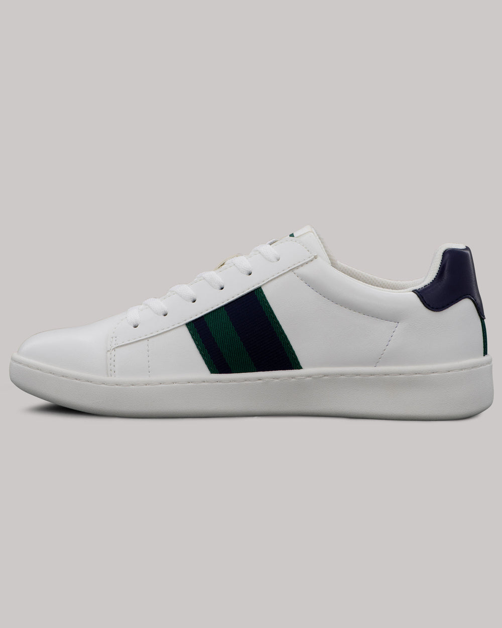 White / Navy / Green Ben Sherman Hampton Stripe Sneakers | 8902DTXNH