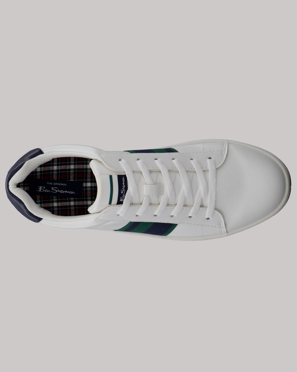 White / Navy / Green Ben Sherman Hampton Stripe Sneakers | 8902DTXNH