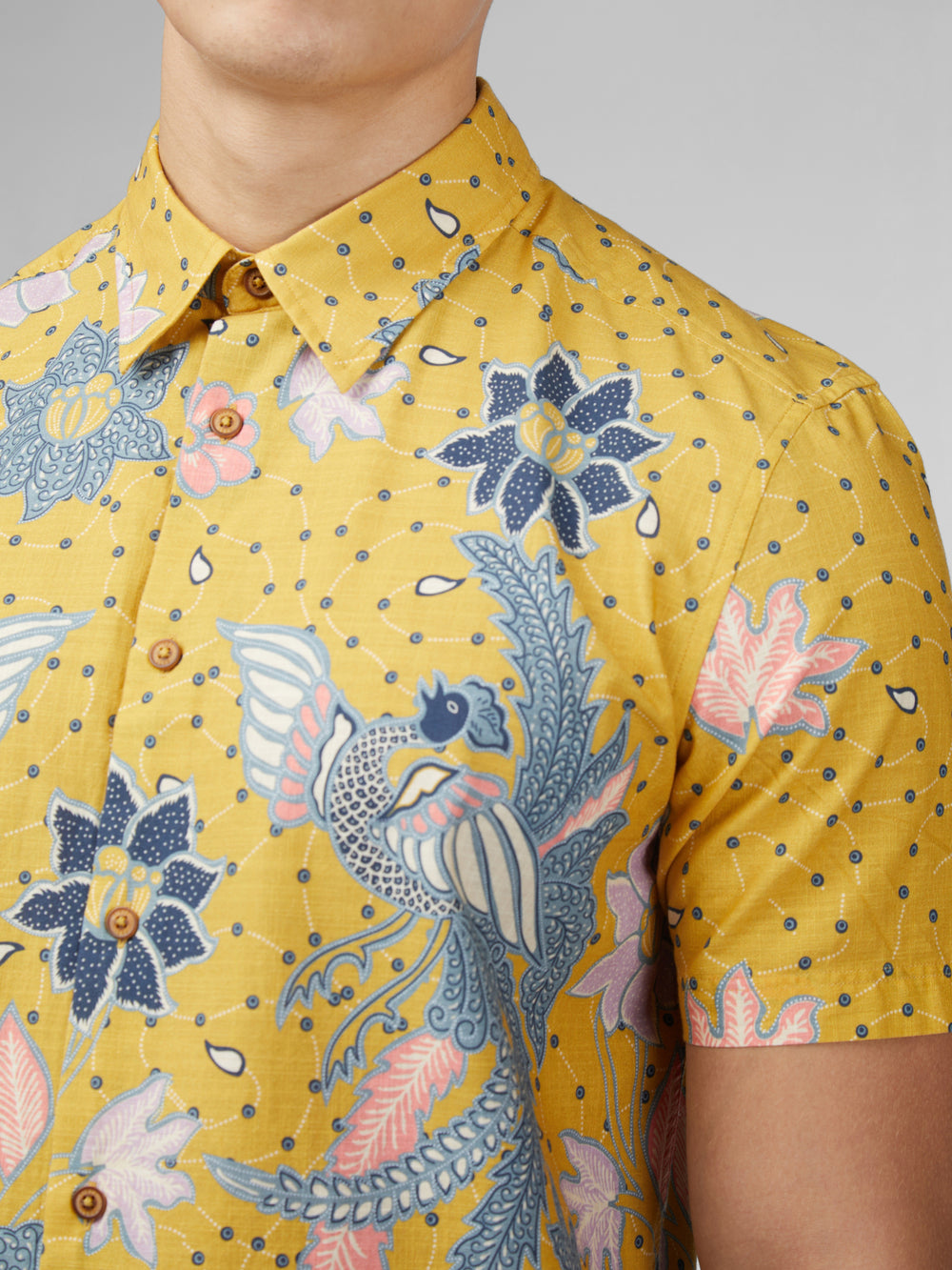 Yellow Ben Sherman Signature Abstract Botanical Print Shirts | 3609VNTQA